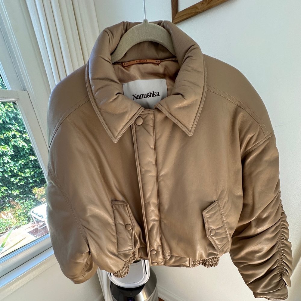 Nanushka Vegan Leather Puffer Jacket (small)